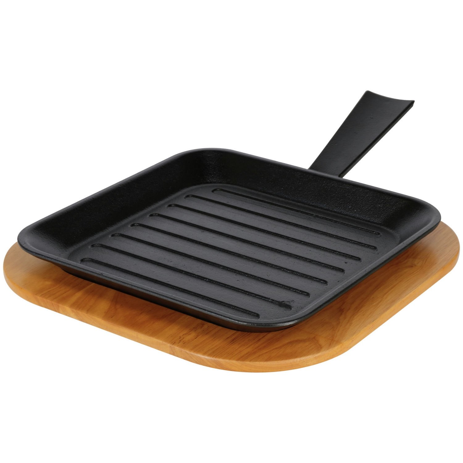 Serving pan Pegosi with grooves and handle incl. wooden trivet